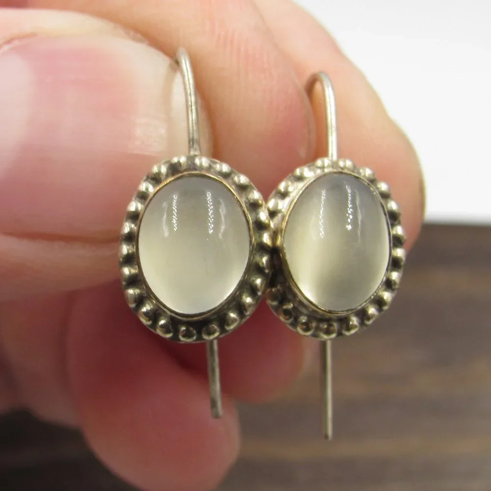 Sterling Silver Rustic Unknown Material Earrings - Picture 1 of 6